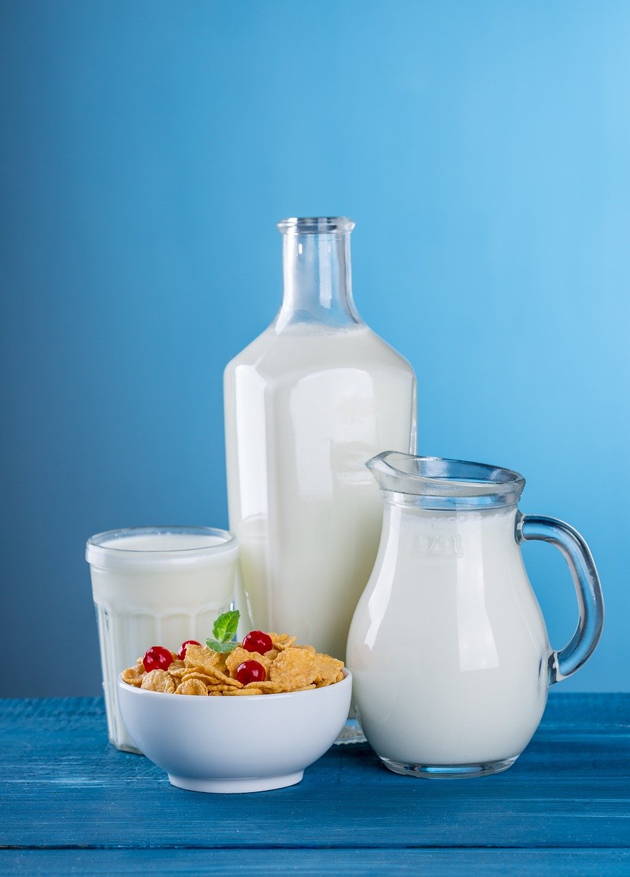 menu-10 cereal, milk, breakfast, dairy, pitcher, bottle, food, corn flakes, milk, milk, milk, milk, milk